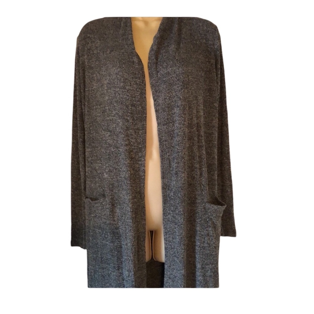 Woman’s long ribbed fall open front rayon cardigan kimono
